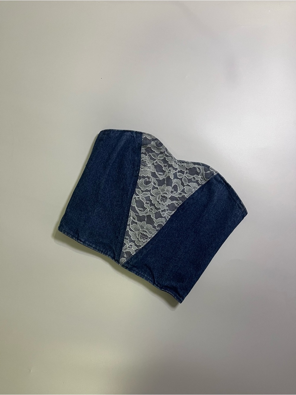 vintage denim and lace bustier top